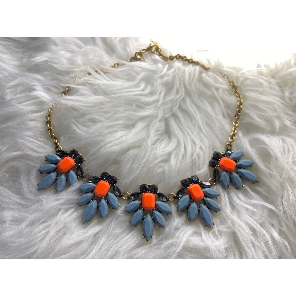 J. Crew Jewel Cluster Gold Tone Statement Necklace Preppy Maximalist VTG